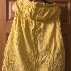 Strapless yellow dress